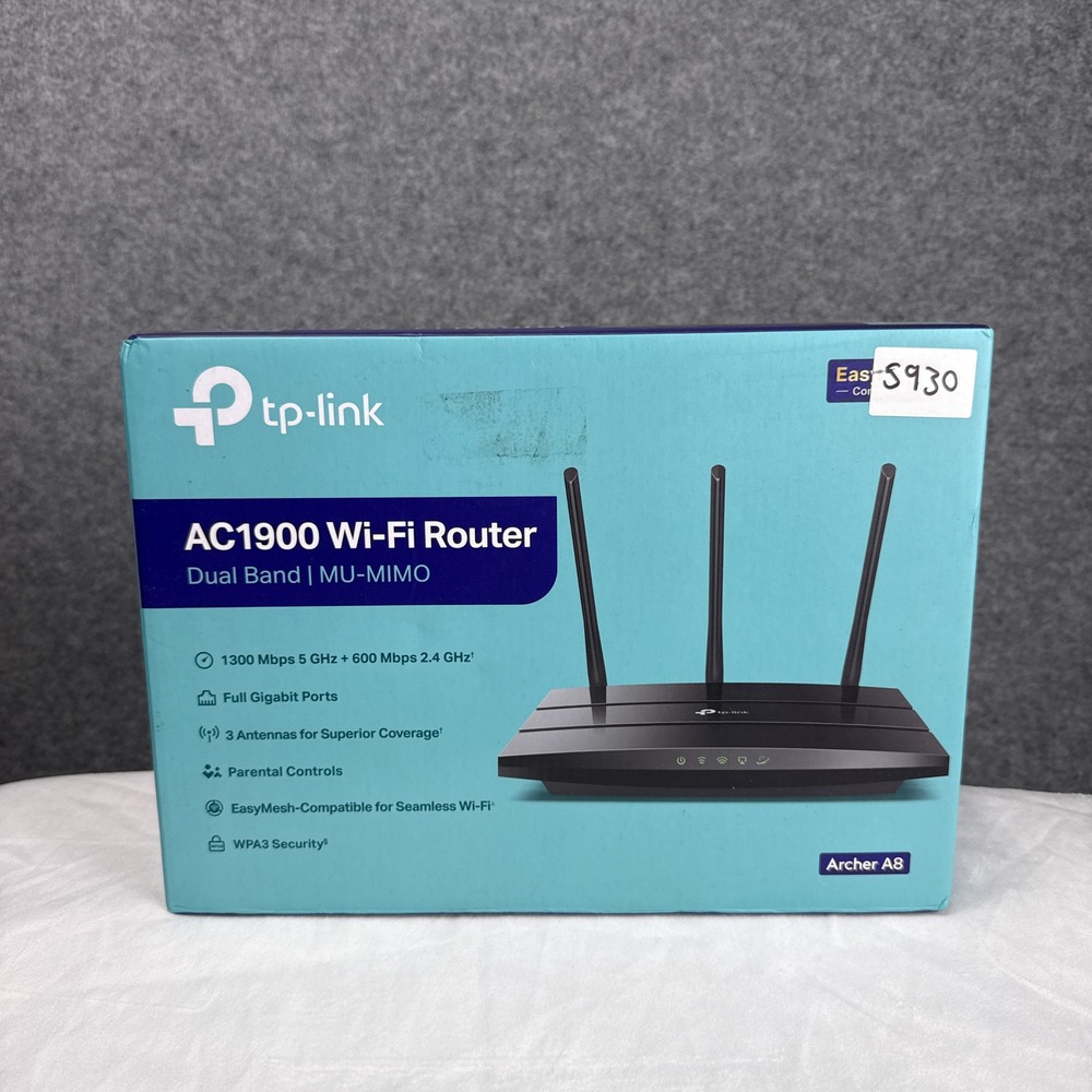 TP-Link Archer A8 AC1900 Wi-Fi Router Dual Band MU-MIMO Gigabit Black Open Box